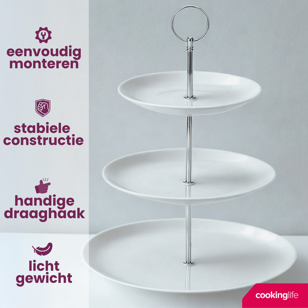 Cookinglife Etagere / Serving Tower Food for Fun - Porcelain - ø 16, 21 & 26 cm - 3-Layer