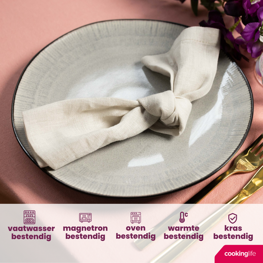 Cookinglife Dinner Plates Nola Warm Grey ø 27 cm - 6 pieces