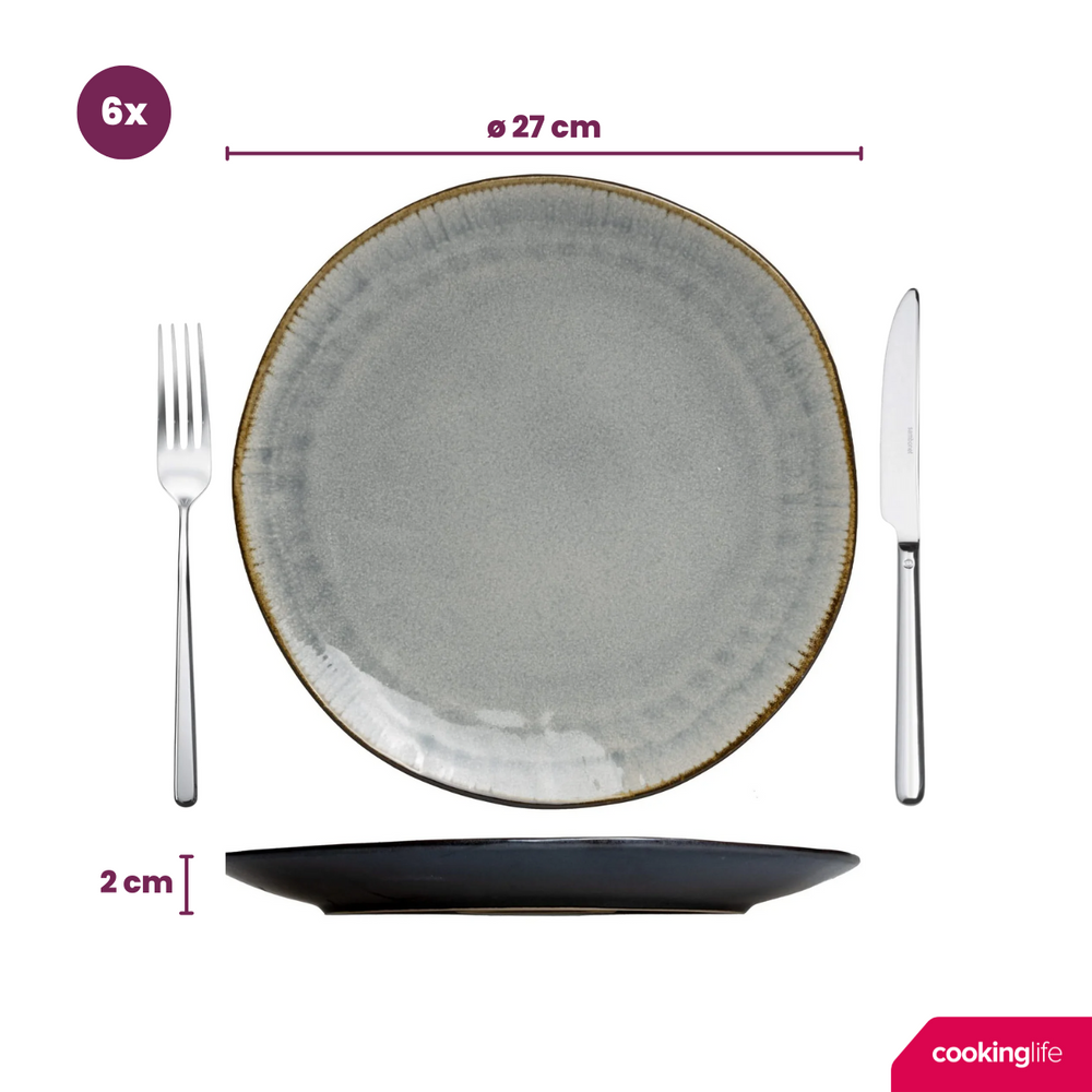 Cookinglife Dinner Plates Nola Warm Grey ø 27 cm - 6 pieces