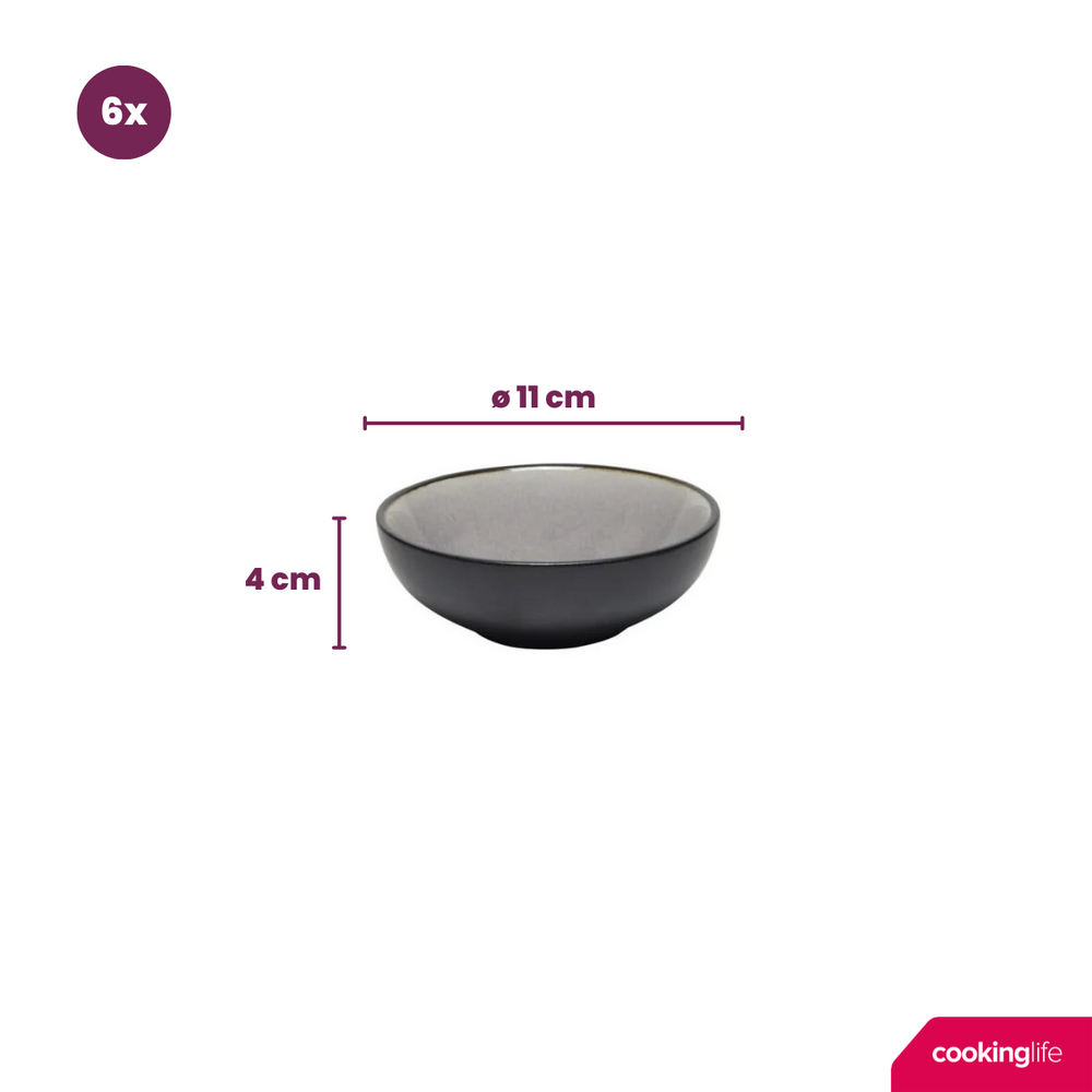 Cookinglife Dipping Bowls Nola Warm Grey ø 11 cm - 6 pieces