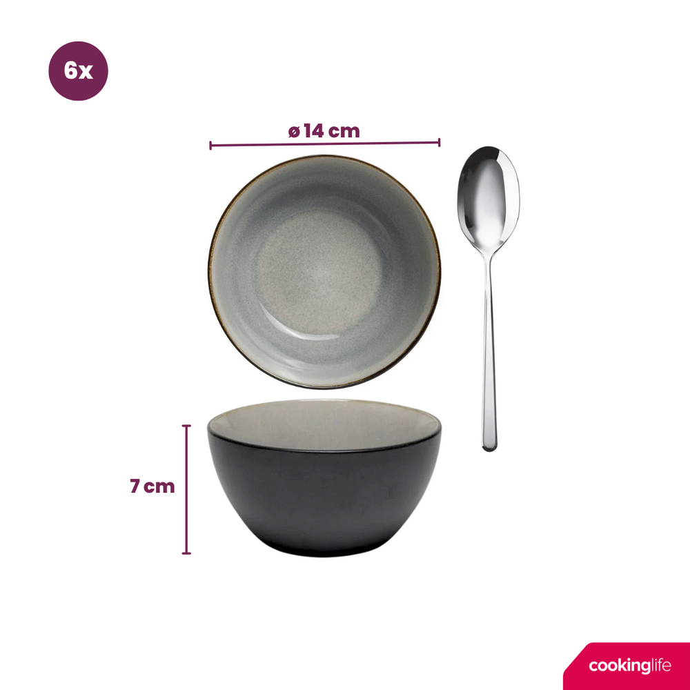 Cookinglife Soup Bowls / Bowls Nola Warm Grey ø 14 cm - 6 pieces