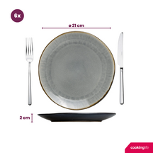 Cookinglife Side Plates / Dessert Plates Nola Warm Grey ø 21 cm - 6 pieces