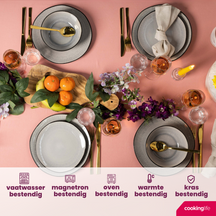Cookinglife Dinnerware Set Nola Warm Grey - 18 pieces / 6 people - 6 dinner plates, 6 side plates, and 6 bowls