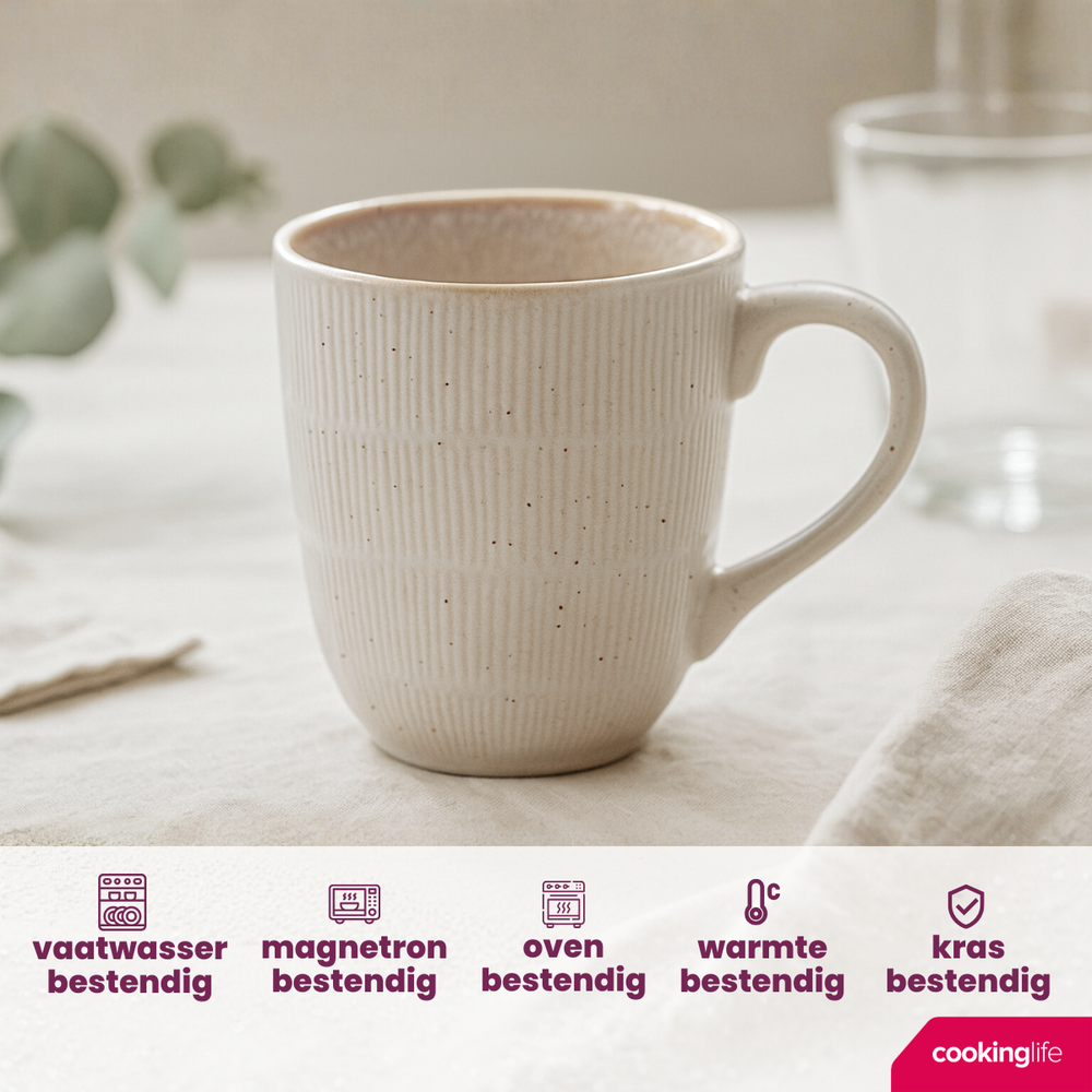 Cookinglife Mugs Nola Sand 350 ml - 6 pieces