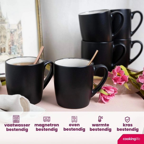 Cookinglife Tazas Nola Gris cálido 350 ml - 6 piezas