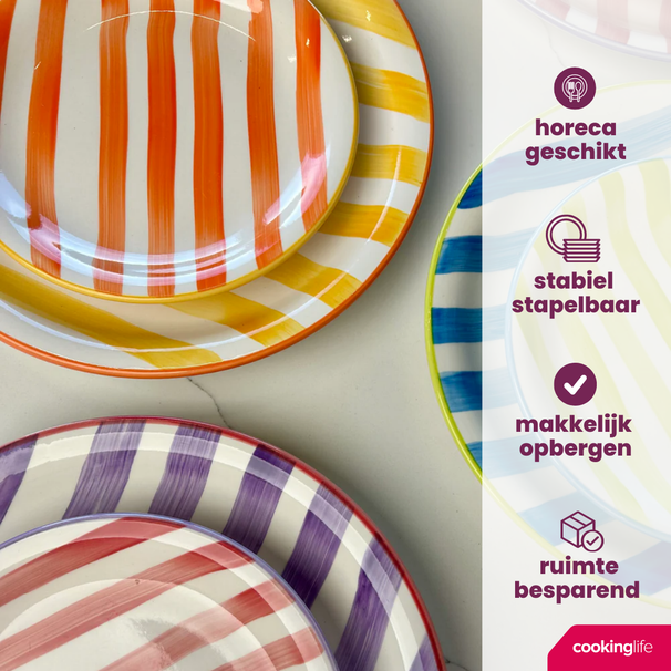 Cookinglife Serviesset Summer Vibes 24-delig / 6 personas - 6 platos de cena, 6 platos de desayuno, 6 cuencos y 6 tazas