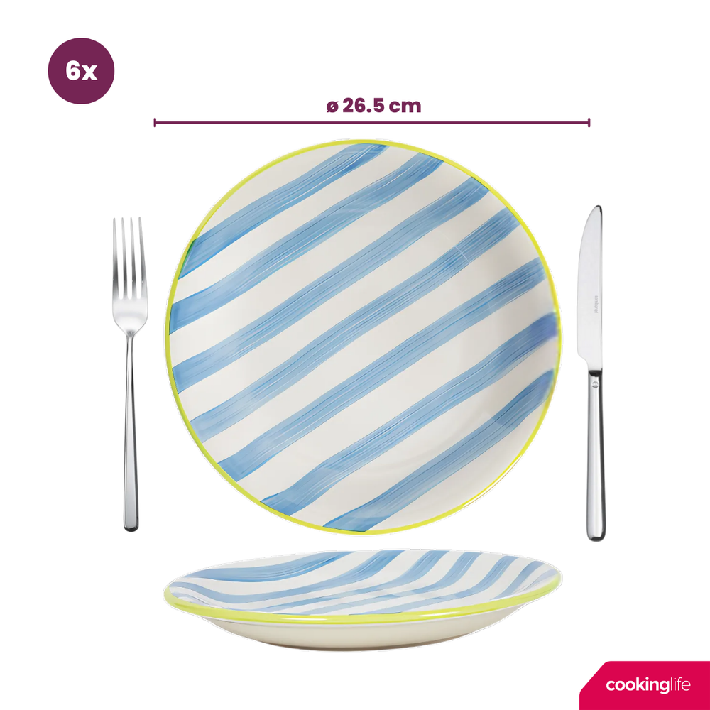 Cookinglife Dinnerware Set Summer Vibes 18-piece / 6 People - 6 dinner plates, 6 side plates, and 6 pasta bowls