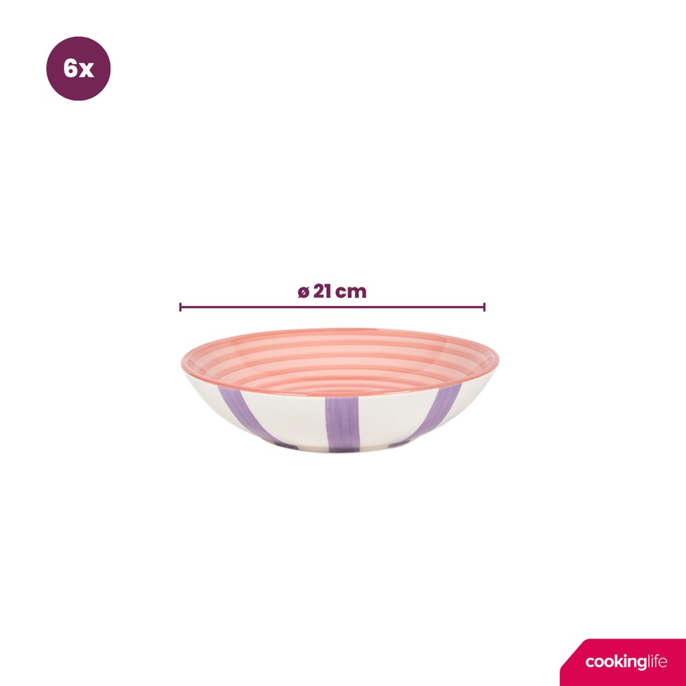 Cookinglife Deep Plates / Pasta Bowls Summer Vibes ø 21 cm - 6 pieces