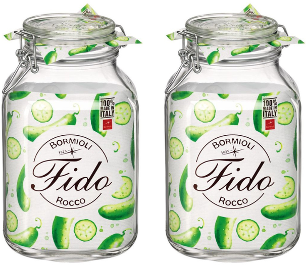 Tarro de conserva cuadrado Bormioli Rocco Fido - 14 x 14 cm / 3 litros - 2 unidades