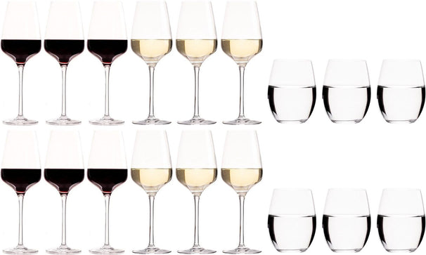 Set de copas de vino Chef & Sommelier Sublym (Copas de vino tinto & Copas de vino blanco & Copas de agua) - Set de 18 piezas - 6 copas de vino tinto, 6 copas de vino blanco y 6 copas de agua