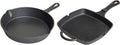 Blackwell Pan set cast iron – frying pan Ø 25 cm and grill pan 23 x 23 cm – suitable for all heat sources –  without non-stick coating 