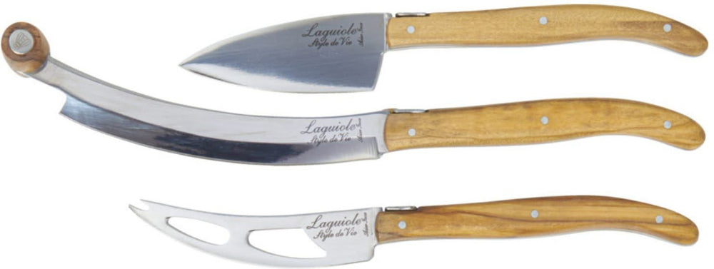 Laguiole Style de Vie Cheese knife set Luxury Line Oak Stonewash - 3 pieces