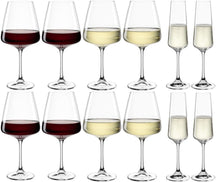 Set de copas de vino Leonardo (Copas de vino tinto + Copas de vino blanco + Copas de champán) - Paladino - Set de 12 piezas