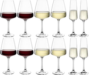 Set de copas de vino Leonardo (Copas de vino tinto + Copas de vino blanco + Copas de champán) - Paladino - Set de 12 piezas