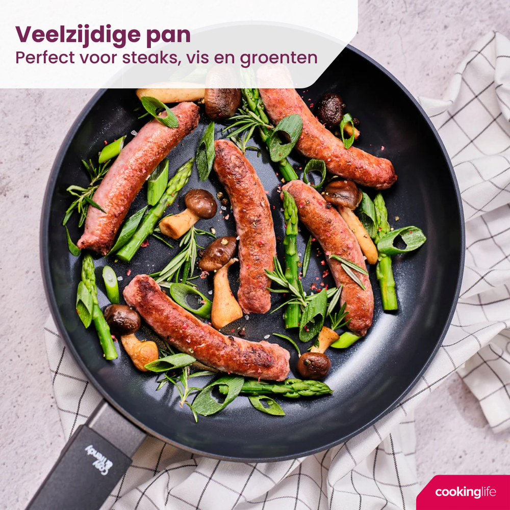 Cookinglife Frying pan set Black Cera Ø 24 and 28 cm – suitable for all heat sources – ceramic non-stick coating 