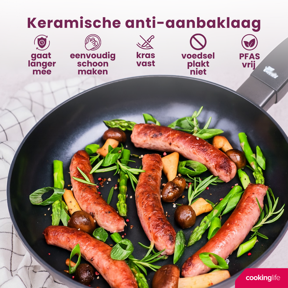 Cookinglife Sartén Black Cera - ø 24 cm - revestimiento antiadherente cerámico