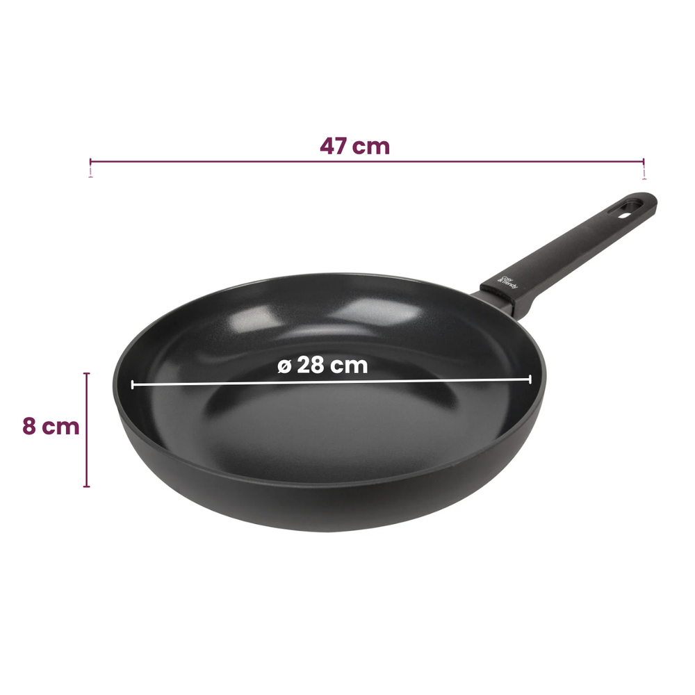 Cookinglife Frying pan set Black Cera Ø 24 and 28 cm – suitable for all heat sources – ceramic non-stick coating 