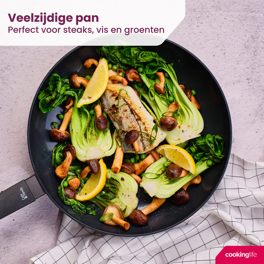 Cookinglife Frying pan Black Cera Ø 28 cm – suitable for all heat sources – ceramic non-stick coating 