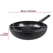 Cookinglife Cookware Set Black Cera 3-piece - Wok Pan Ø 28 cm + Frying Pans Ø 24 & 28 cm - Suitable for All Heat Sources - Ceramic Non-stick Coating