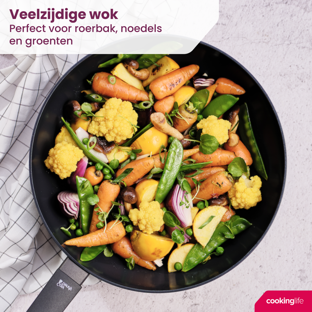 Sartén Wok Cookinglife Black Cera ø 28 cm - recubrimiento antiadherente cerámico