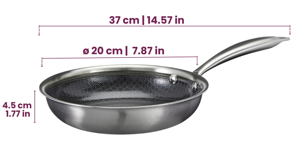 Cookinglife Frying Pan Set HexaCook Hybrid Pan 3-piece - ø 20, 24 & 28 cm - NON STICK - suitable for all heat sources - ceramic non-stick coating