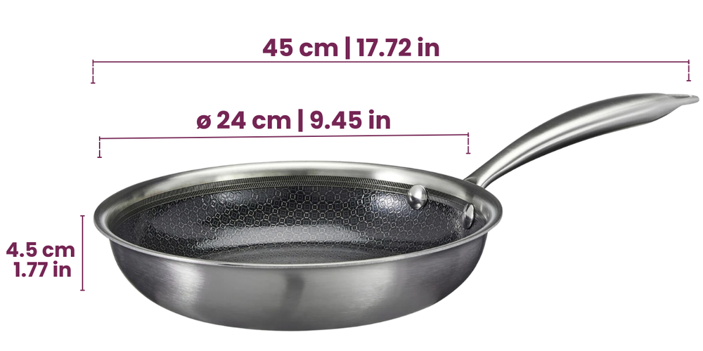 Cookinglife Cookware Set HexaCook Hybrid Pan 3-piece - Frying Pan ø 24 & 28 cm + Wok pan ø 28 cm - NON STICK - suitable for all heat sources - ceramic non-stick coating