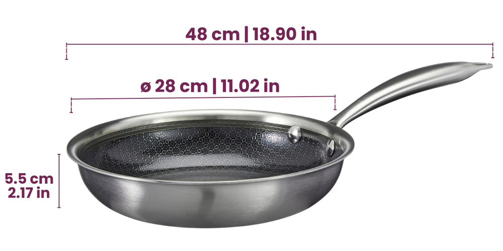 Cookinglife Cookware Set HexaCook Hybrid Pan 3-piece - Frying Pan ø 24 & 28 cm + Wok pan ø 28 cm - NON STICK - suitable for all heat sources - ceramic non-stick coating