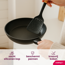 Cookinglife Cookware set - Cookware set - black wood 5 pieces - Slotted spoon, soup ladle, spaghetti spoon, spatula & serving spoon
