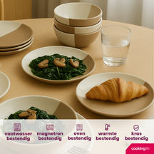 Cookinglife Juego de vajilla Leem 18 piezas / 6 personas - 6 platos de cena, 6 platos de desayuno y 6 cuencos