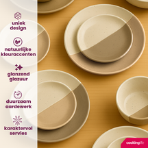 Cookinglife Juego de vajilla Leem 18 piezas / 6 personas - 6 platos de cena, 6 platos de desayuno y 6 cuencos