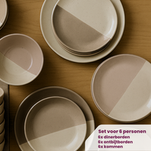 Cookinglife Juego de vajilla Leem 18 piezas / 6 personas - 6 platos de cena, 6 platos de desayuno y 6 cuencos