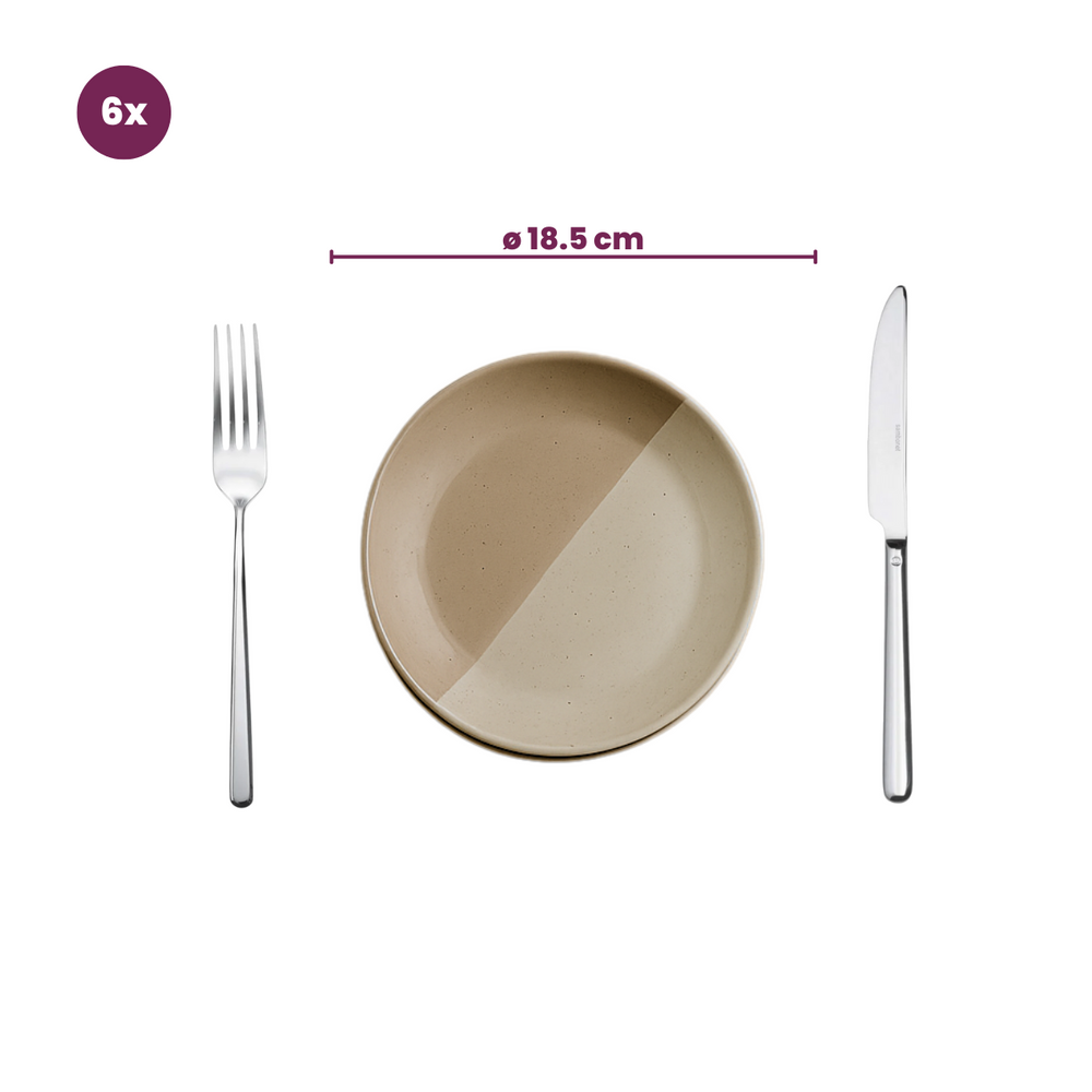 Cookinglife Juego de vajilla Leem 18 piezas / 6 personas - 6 platos de cena, 6 platos de desayuno y 6 cuencos