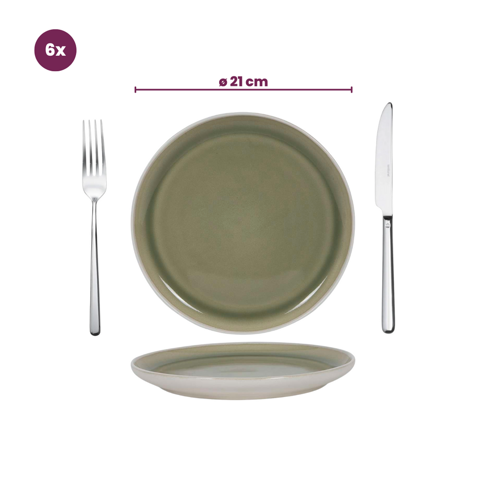 Cookinglife Breakfast Plates Moss Green ø 21 cm - 6 pieces