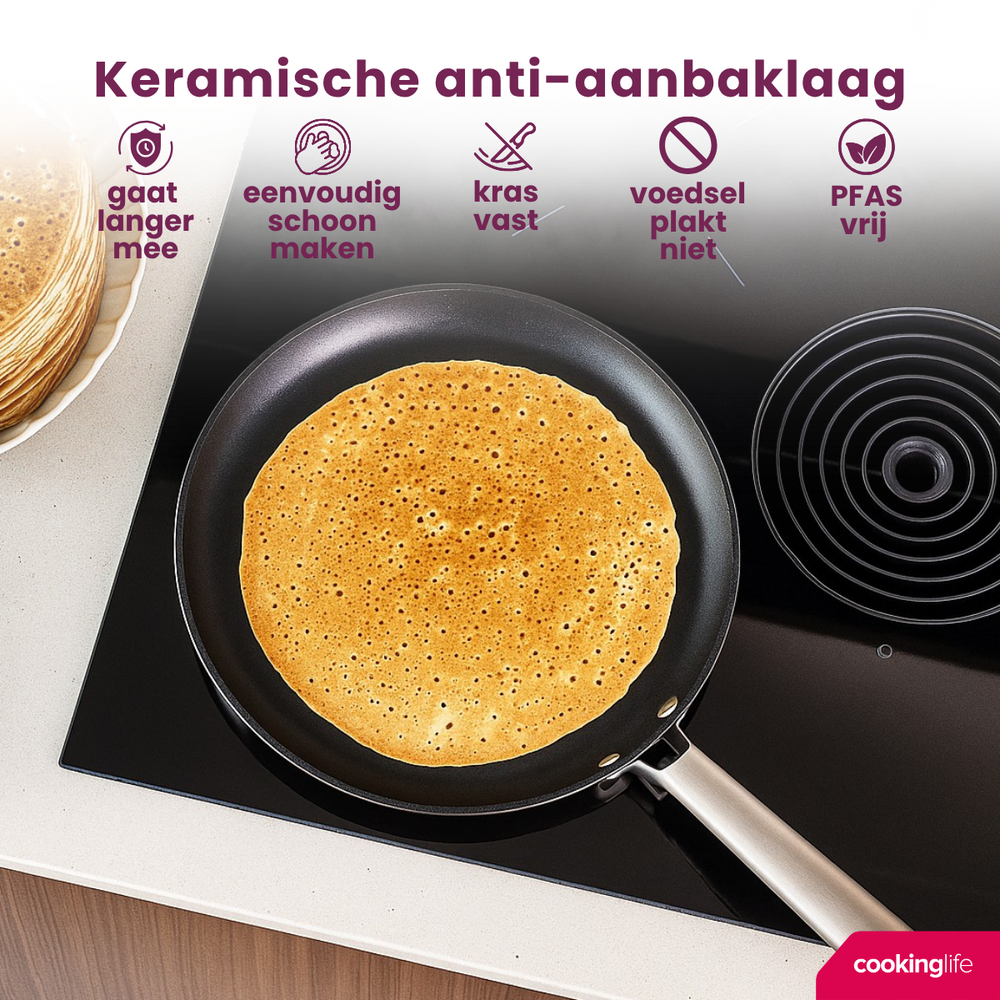 Cookinglife Pancake Pan ProForge - ø 28 cm - ceramic non-stick coating - PFAS-free