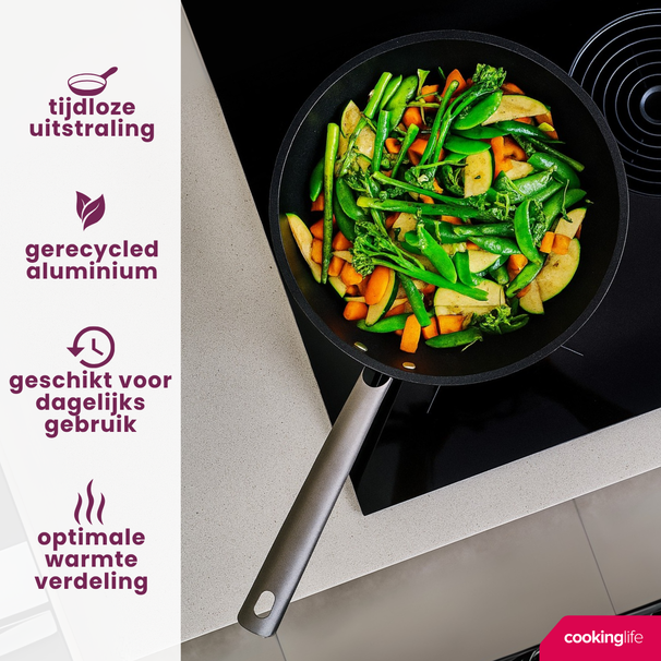 Cookinglife Wok ProForge ø 28 cm - apta para todas las fuentes de calor - revestimiento antiadherente cerámico