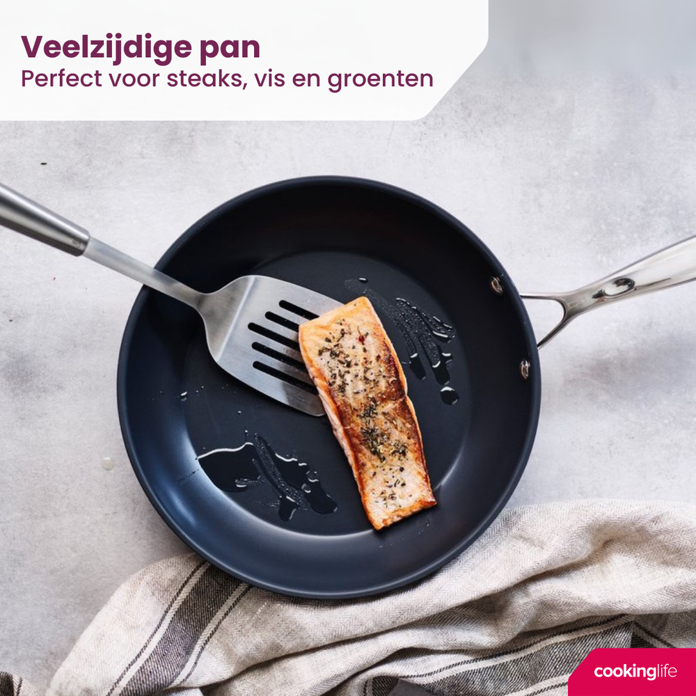 Cookinglife Frying pan set Revolt Ø 24 and 28 cm – suitable for all heat sources – ceramic non-stick coating