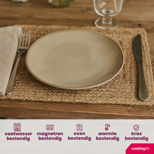 Cookinglife Platos para desayuno / postre Sabi Beige ø 21 cm - 6 unidades