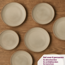 Juego de vajilla Cookinglife Sabi Beige 18 piezas / 6 personas - 6 platos de cena, 6 platos de desayuno y 6 cuencos