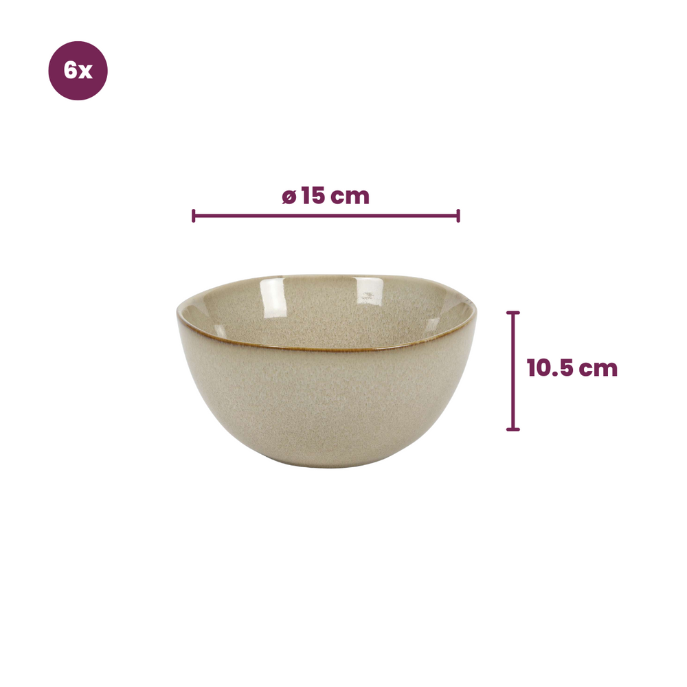 Cookinglife Soup Bowls / Bowls Sabi Beige ø 15 cm - 6 pieces
