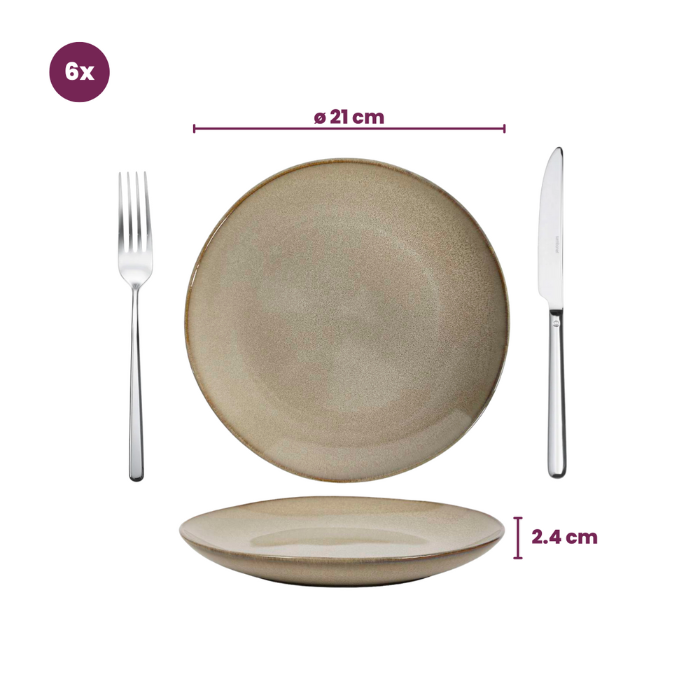 Juego de vajilla Cookinglife Sabi Beige 18 piezas / 6 personas - 6 platos de cena, 6 platos de desayuno y 6 cuencos