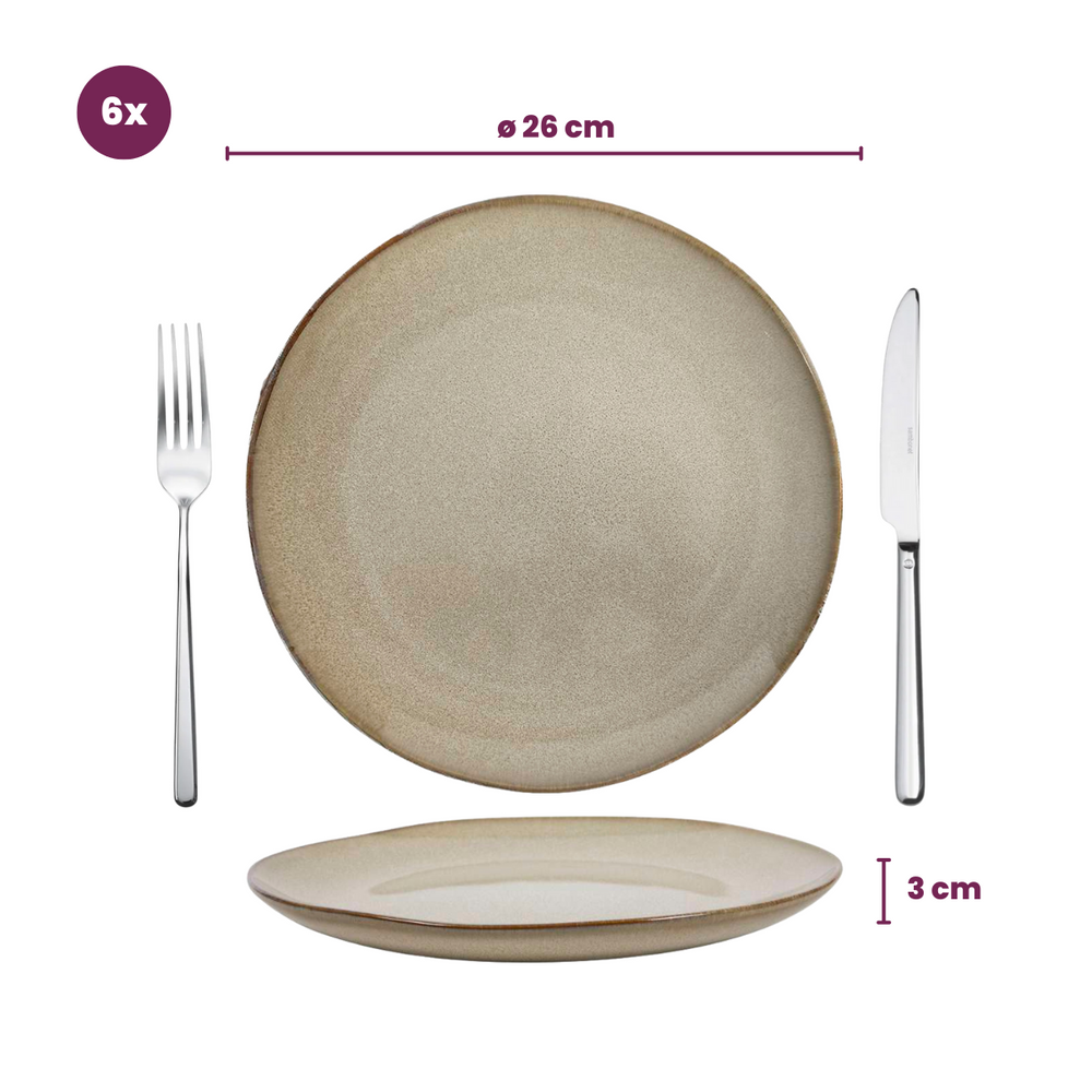 Cookinglife Dinner Plates Sabi Beige ø 26 cm - 6 pieces
