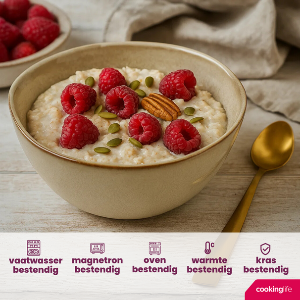 Juego de vajilla Cookinglife Sabi Beige 18 piezas / 6 personas - 6 platos de cena, 6 platos de desayuno y 6 cuencos