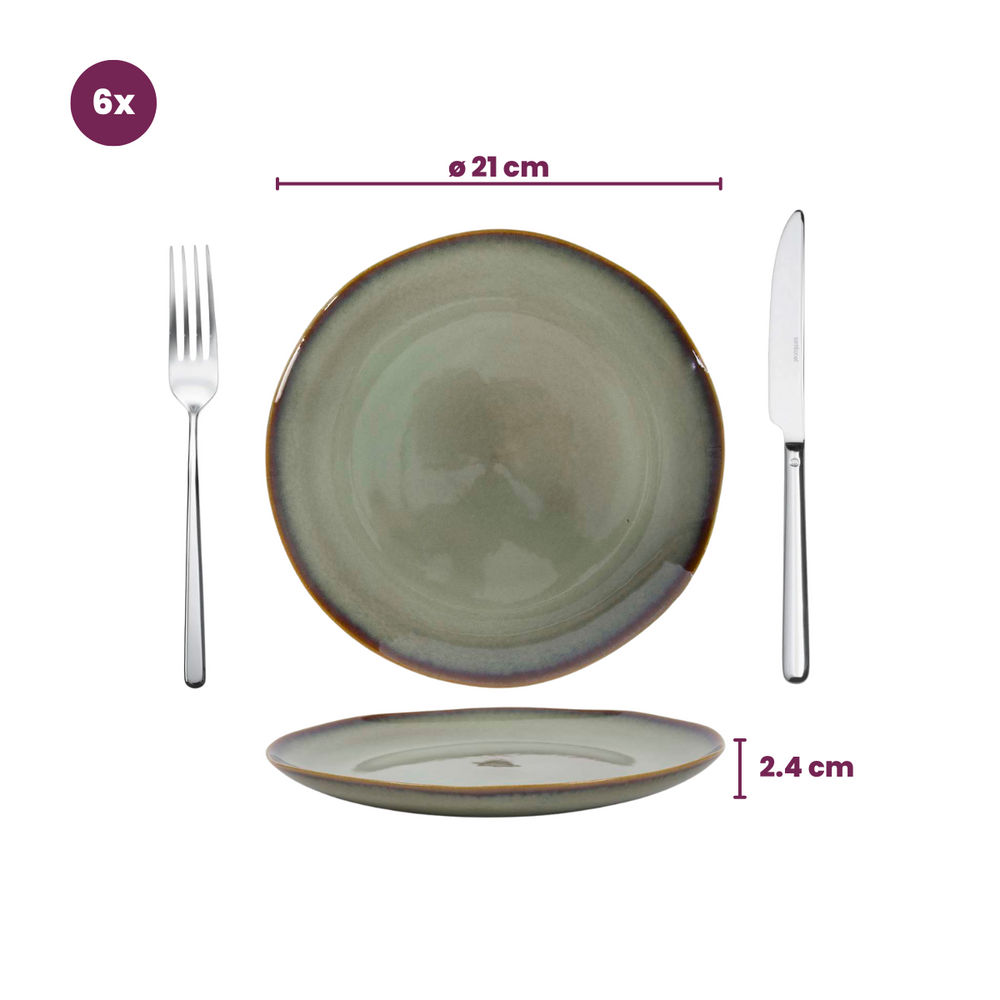 Cookinglife Side Plates / Dessert Plates Sabi Green ø 21 cm - 6 Pieces
