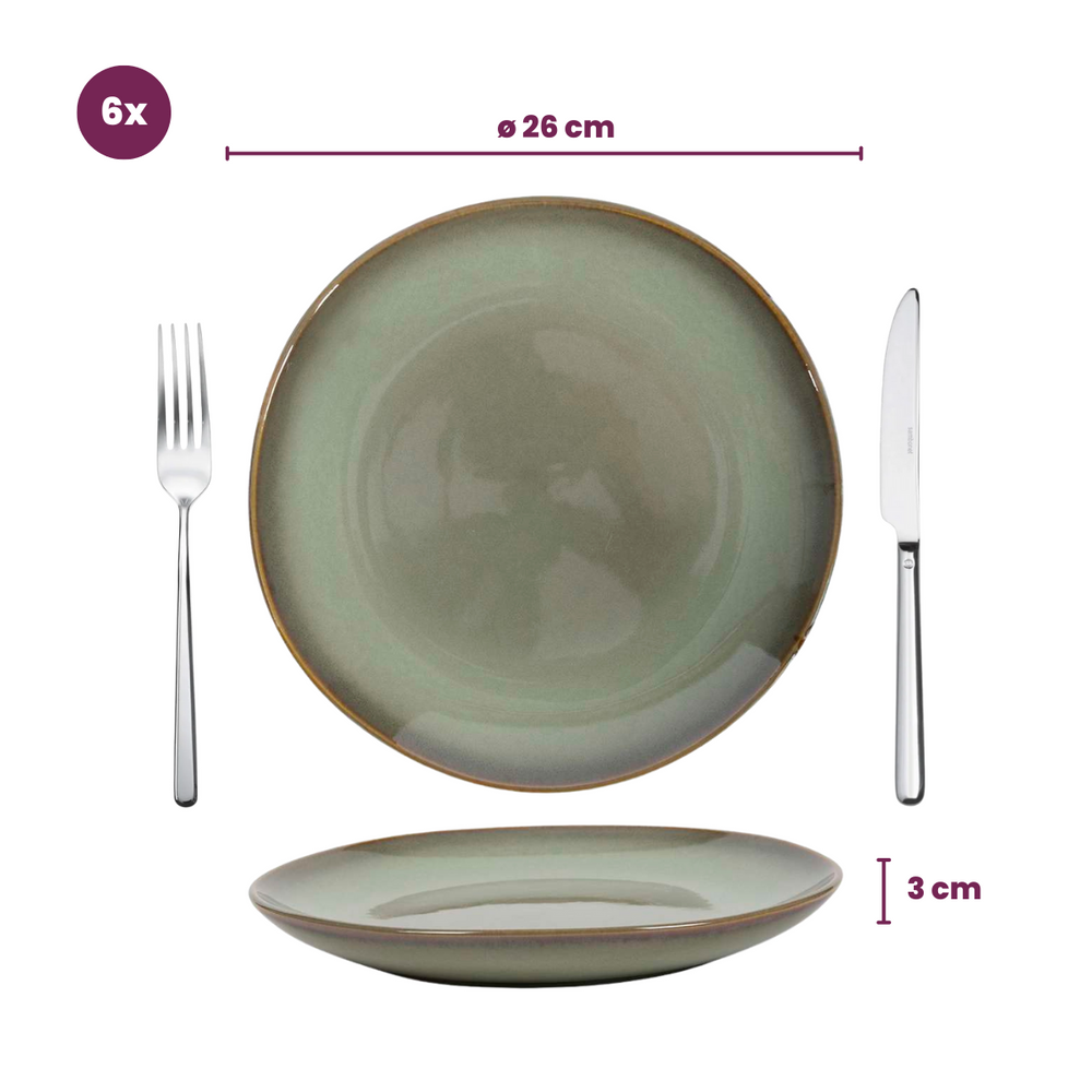 Platos de cena Cookinglife Sabi Verde ø 26 cm - 6 unidades