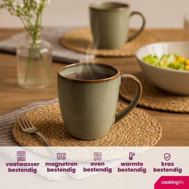 Cookinglife Tazas Sabi Verde 450 ml - 6 unidades