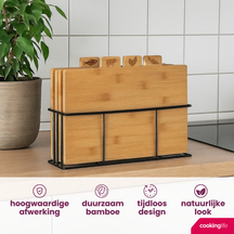 Cookinglife Bamboo Cutting Board Set with Holder 5-piece