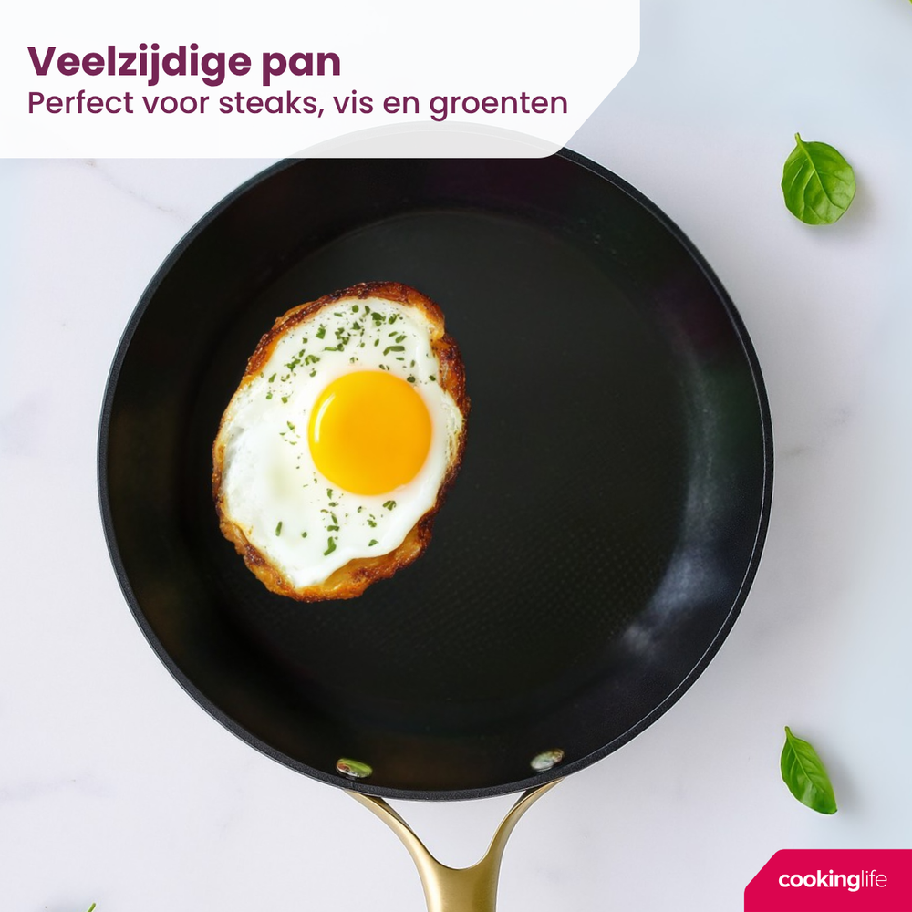 Cookinglife Frying pan set Style Black Ø 24 and 28 cm – suitable for all heat sources – ceramic non-stick coating 