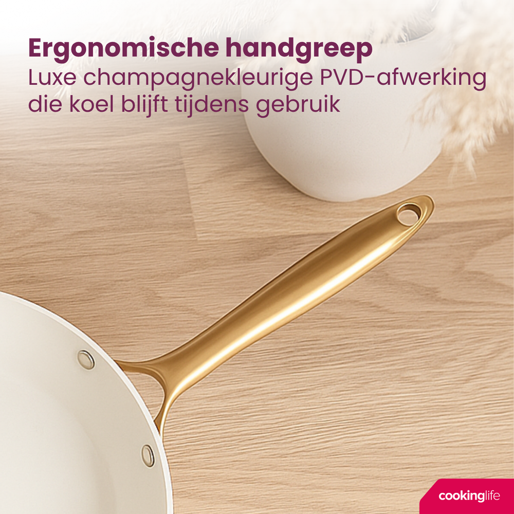 Cookinglife Frying pan set Style Black Ø 24 and 28 cm – suitable for all heat sources – ceramic non-stick coating 