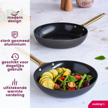 Cookinglife Frying pan set Style Black Ø 24 and 28 cm – suitable for all heat sources – ceramic non-stick coating 
