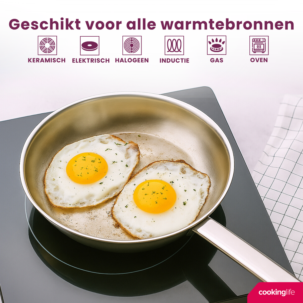 Cookinglife Frying pan set Superior Ø 24 and 28 cm – suitable for all heat sources – without non-stick coating